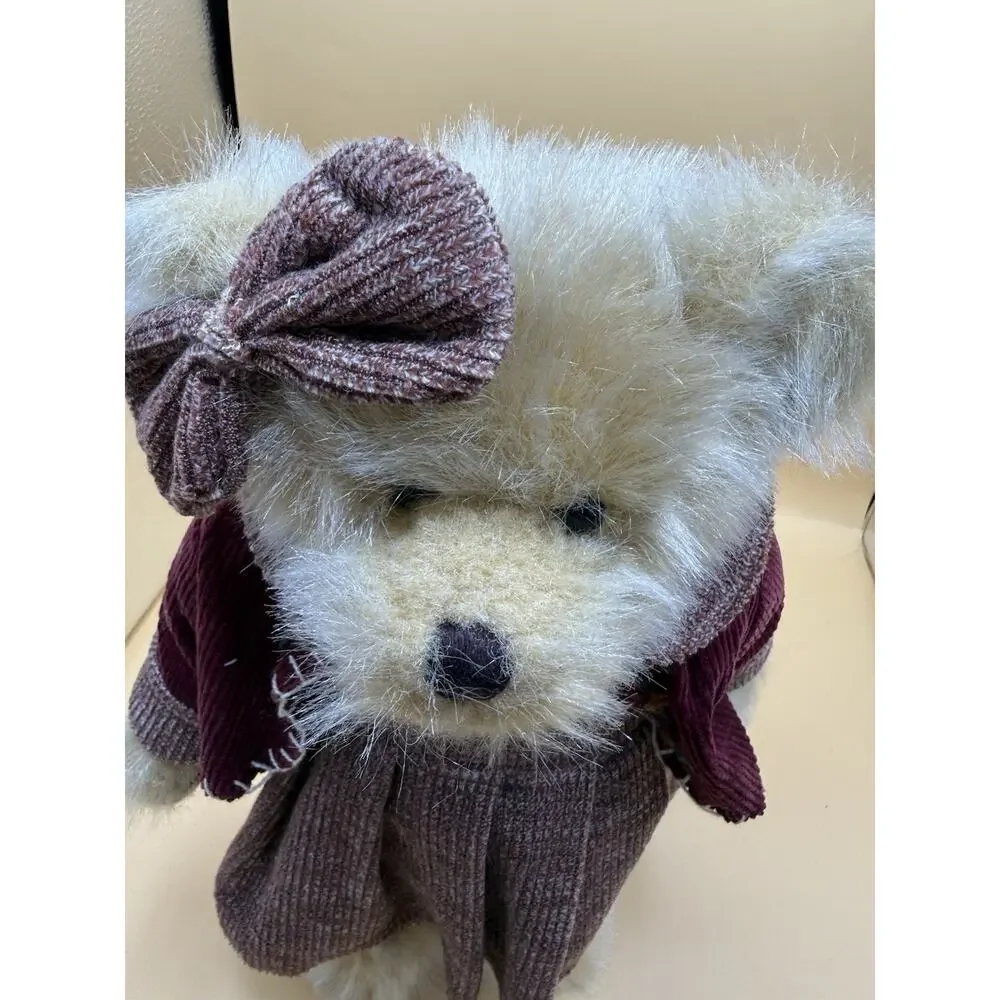 Vintage Plush Teddy Bear Burgundy Jacket Pink Dress Bow Purse 11” Stuffed Animal